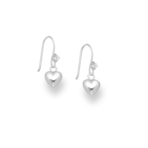 Øreringe i sølv med hjerte