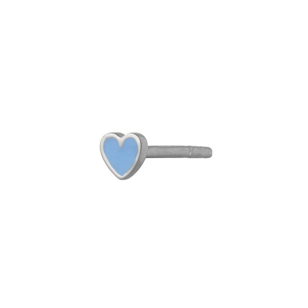 Stine A - Petit love heart light blue ørering i sølv