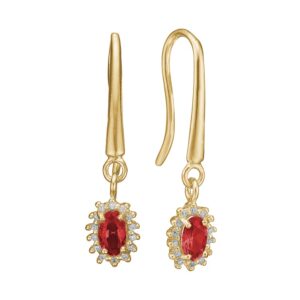 Aagaard Ørehænger 8kt, rubin og diamanter f/c 32 x 0,0025ct p1 - 2 x rubin 5 x 3 mm