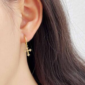 Donnatella - Øreringe forgyldt med kors