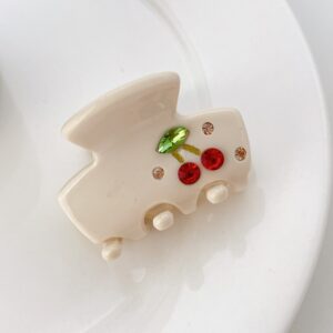 Hårklemme - Beige med kirsebær