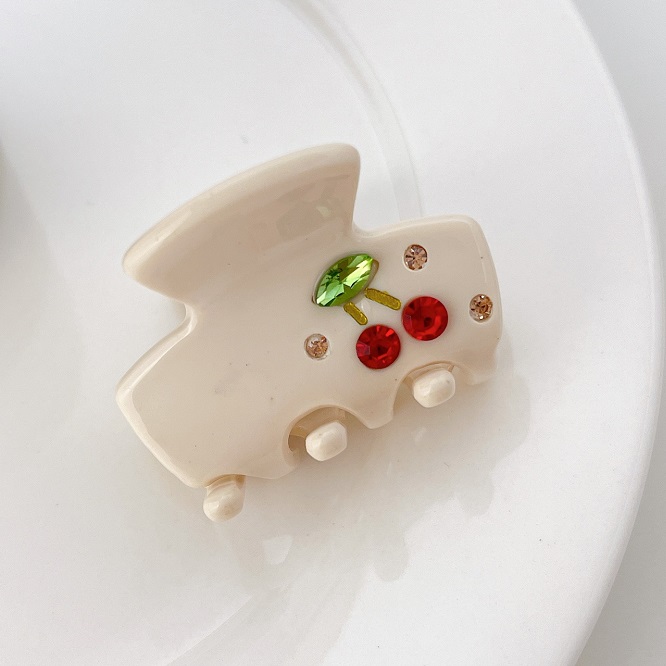 Hårklemme - Beige med kirsebær