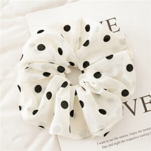 Hårelastik XL - hvid med prikker