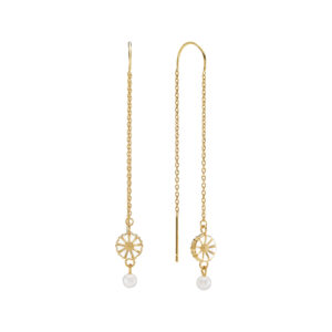 Lund Copenhagen - Marguerit øreringe med ferskvandsperle, forgyldt