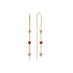 Aagaard øreringe med rød agat/pink månesten forgyldt