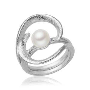 Blicher F. ring Str. 57 sølv med perle 1302 40R