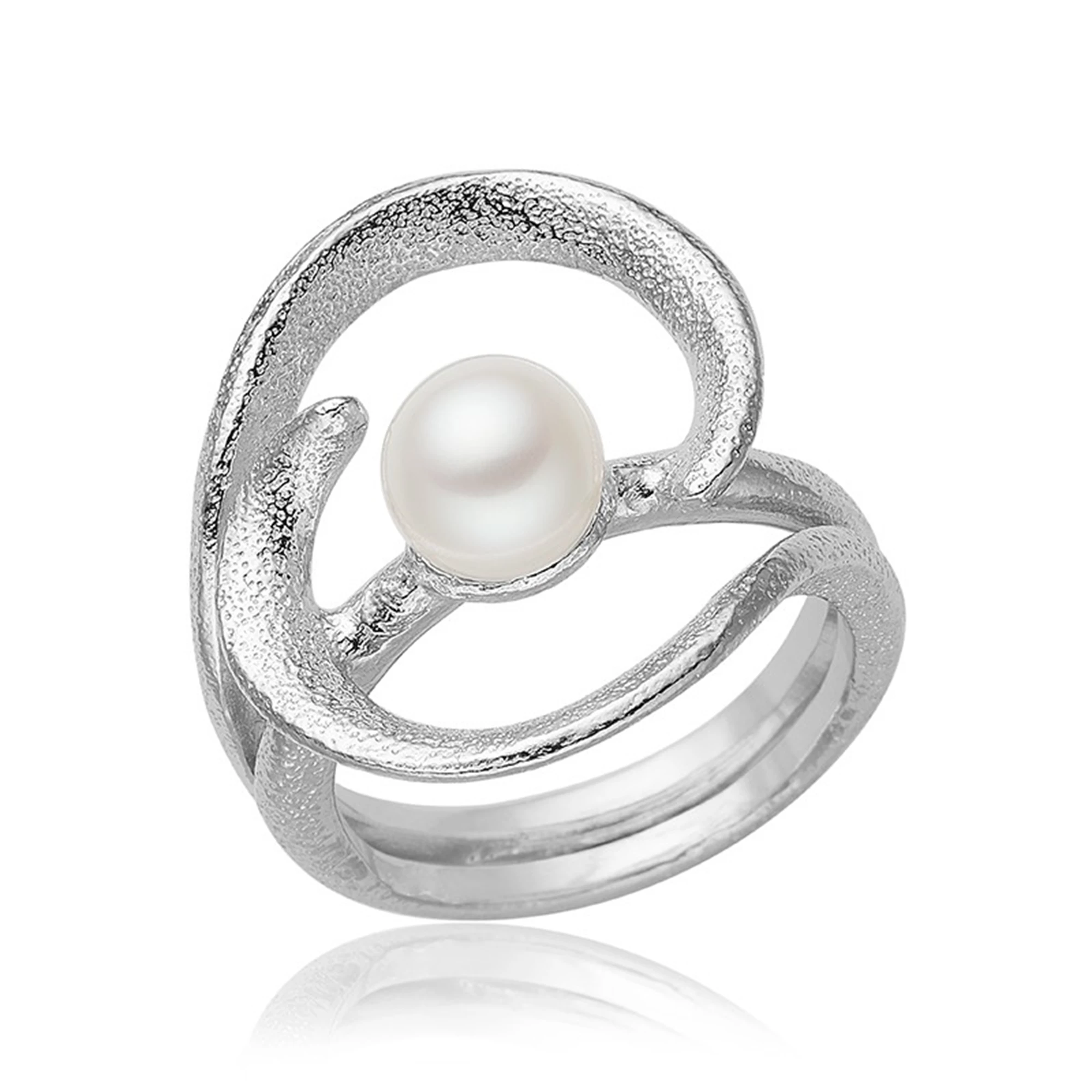 Blicher F. ring Str. 57 sølv med perle 1302 40R