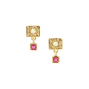 Hultquist - PInk opalus øreringe i forgyldt