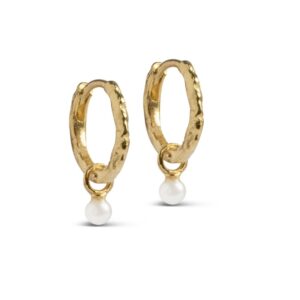 Enamel belle pearl hoops E271GM