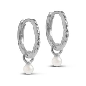 Enamel belle pearl hoops E271SM