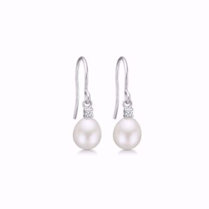 Guld & Sølv Design øreringe med zirkonia og ferskvandsperler 1869/1