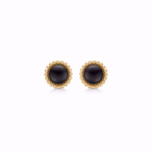 Guld & Sølv Design sølv forgyldt øreringe med onyx 1981/1