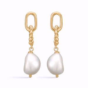 Guld & Sølv Design forgyldte øreringe med ferskvandsperle 11429