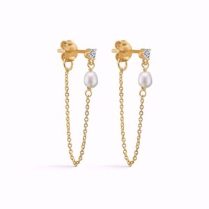Guld & Sølv Design hængeøreringe med ferskvandsperler 11360