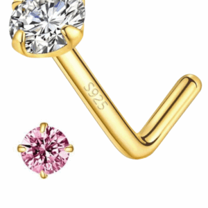 Donnatella næsepiercing forgyldt lyserød cz. 102130