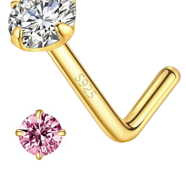 Donnatella næsepiercing forgyldt lyserød cz. 102130