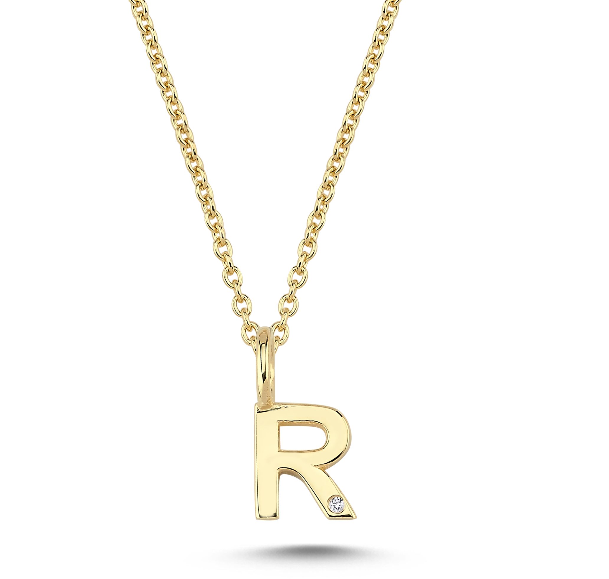 Nuran Bogstav 14 kt. guld "R" med 0,005ct. V2200-R