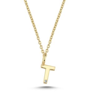 Nuran Bogstav 14 kt. guld "T" med 0,005ct. V2200-T