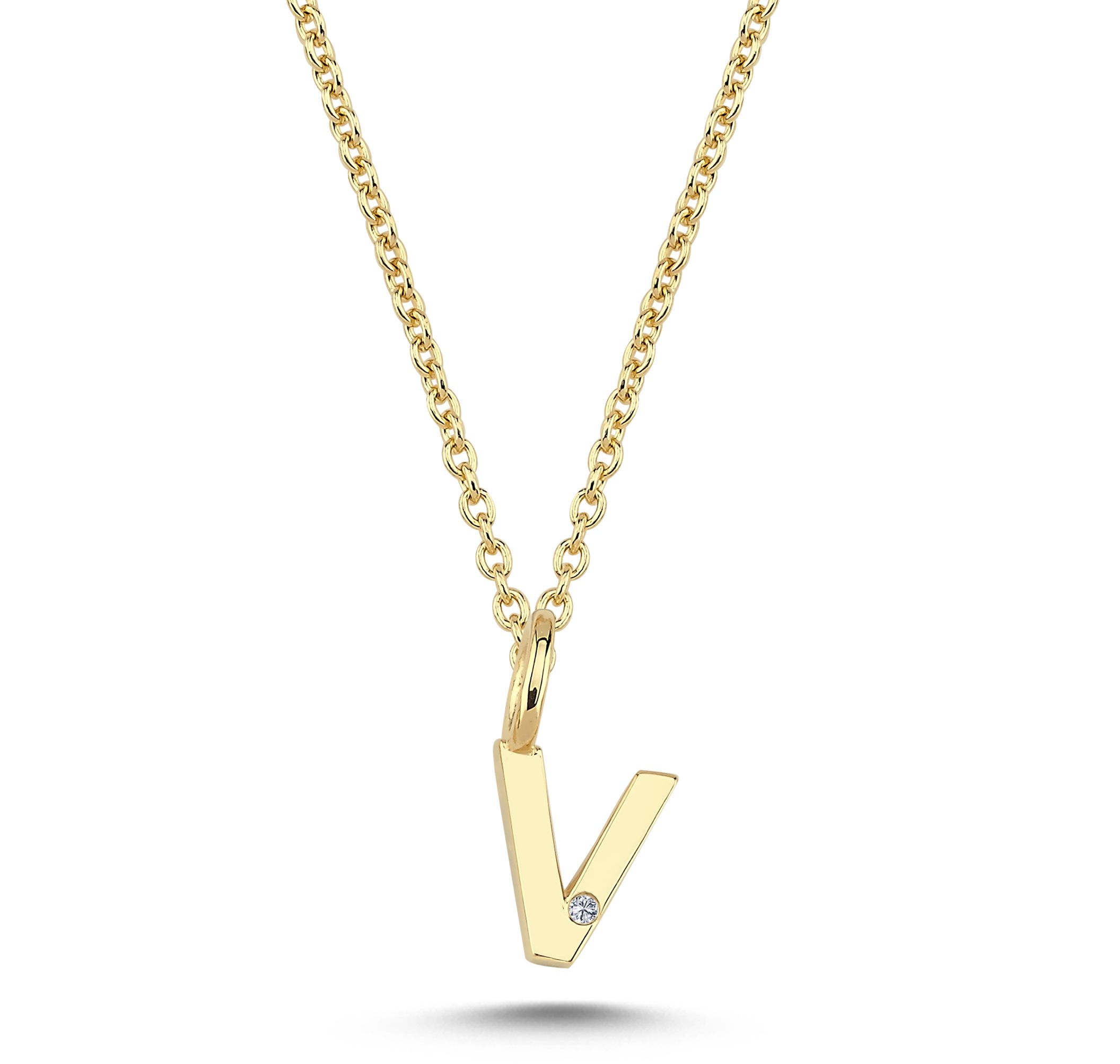 Nuran Bogstav 14 kt. guld "V" med 0,005ct. V2200-V