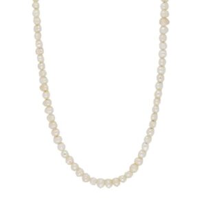 Siersbøl halskæde 4 mm ferskvandsperler og forgyldt lås