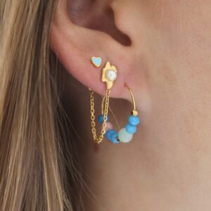 Stine A Shelly pearl Earring With Chain 1291-02-S