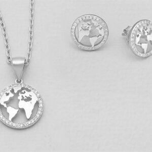 "World" smykkesæt sølv med kæde 45 cm.