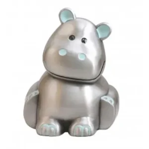 Fortinnet sparebøsse flodhest m/lyseblå øre 92015276206