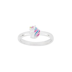 Rhod. sølvbørnering enhjørning m/emalje Str.43