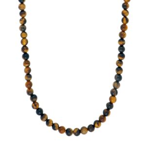 SON kæde stål med tiger eye 6mm