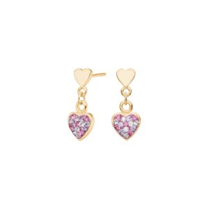 Forg. sølvørehængere hjerte m. rosa mix cz