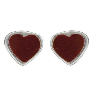 Rhod. sølvørestikker hjerte m/rød emalje