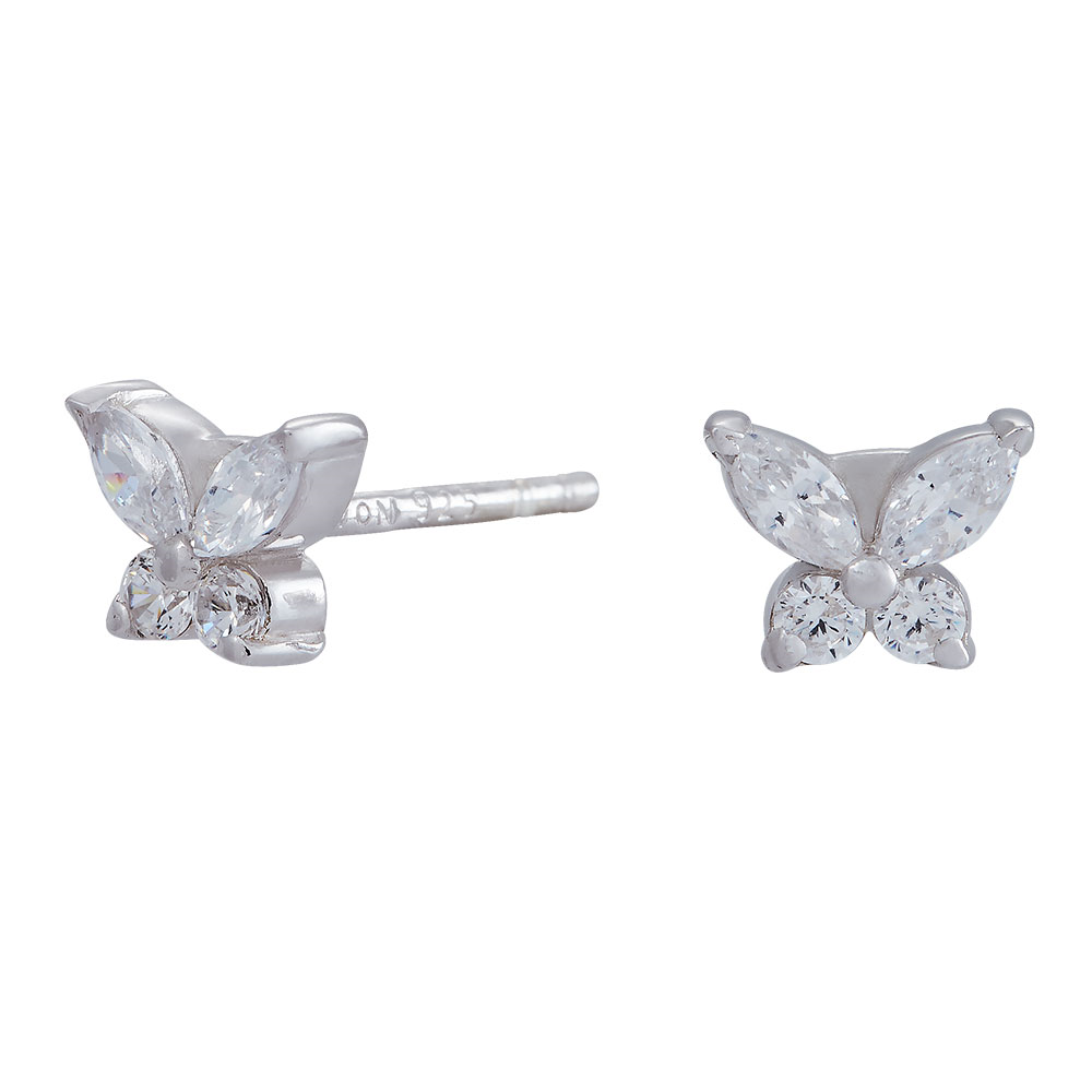 Rhod. sølvørestikker sommerfugl m/cz.