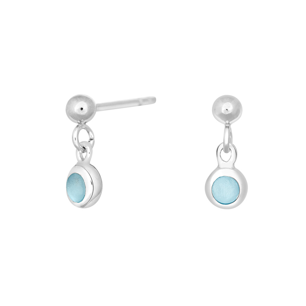 Rhod. sølvørehænger m/blå perlemor