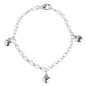 Rhod. sølvarmbånd m/hjerter