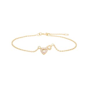 Forg. sølvarmbånd hjerte m. lyserød cz