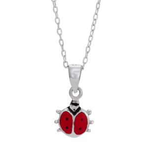 Rhod. sølvvedhæng mariehøne m/emalje inkl. Kæ