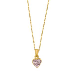 Forg. sølvvedhæng hjerte m/pink cz inkl. kæde