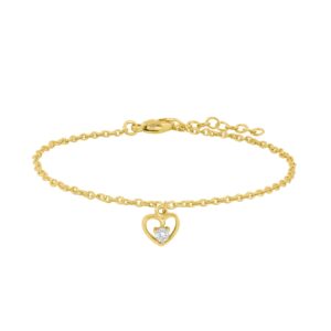 Forg. sølvarmbånd hjerte m/cz