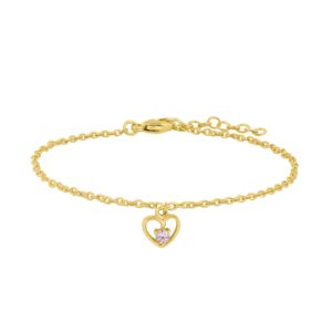 Forg. sølvarmbånd hjerte m/lyserød cz