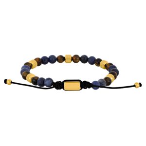 SON armbånd sodalite/yellow tiger eye og IP gold 6mm