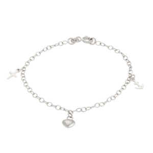 Rhod. sølvarmbånd m/tro, håb og kærlighed