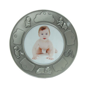 Fortinnet fotoramme (rund) m. drenge