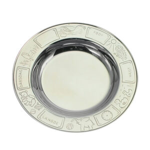 Forsølvet tallerken m. dåbsmotiver