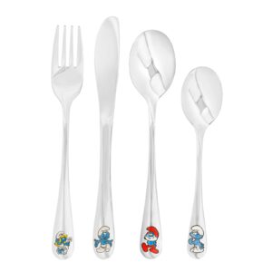 Rustfrit stål bestik smølferne m. emalje