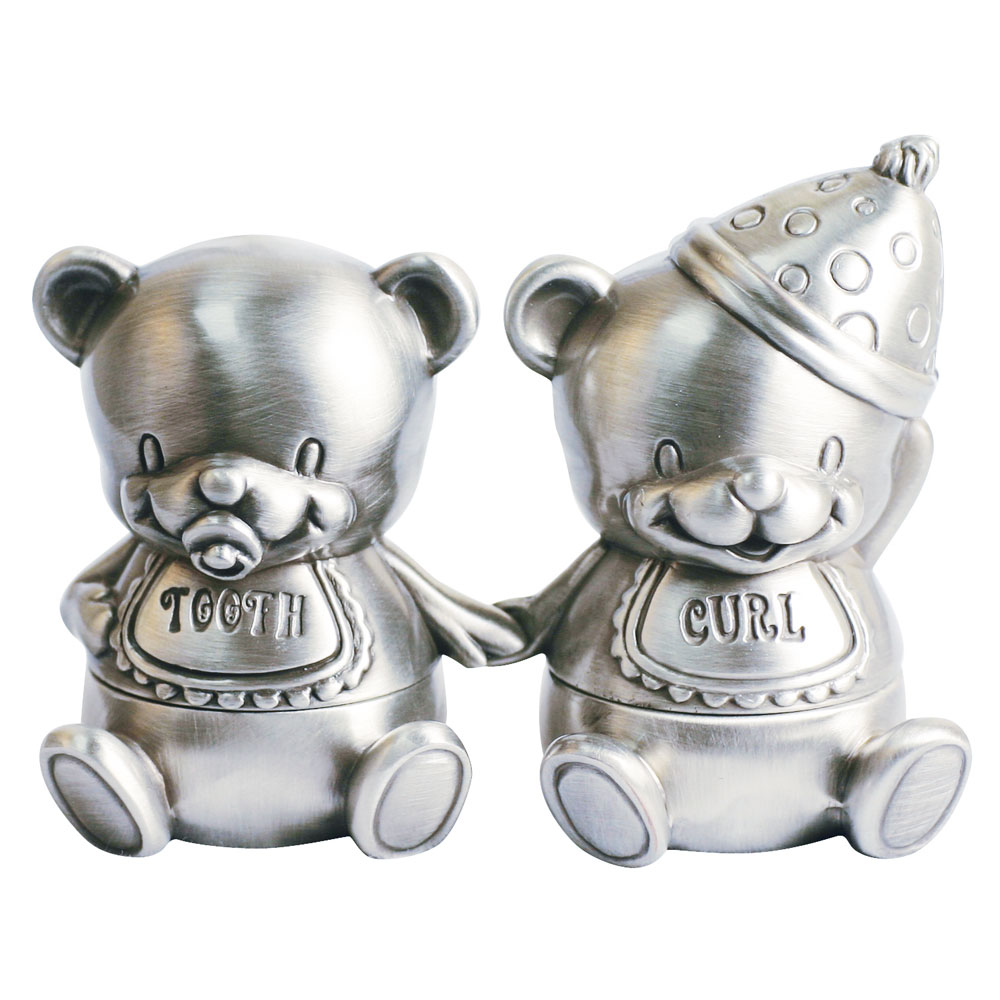 Fortinnet æske første tand/hårlok siddende bamser