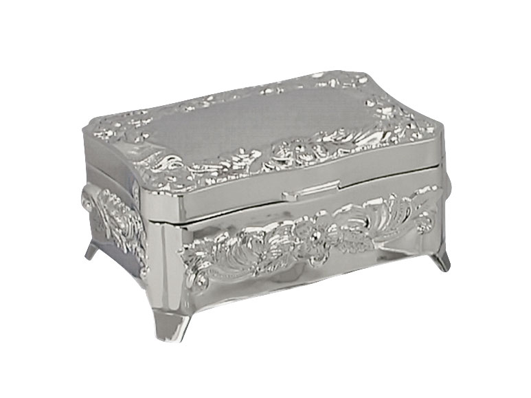 Forkromet smykkeskrin m. blomster