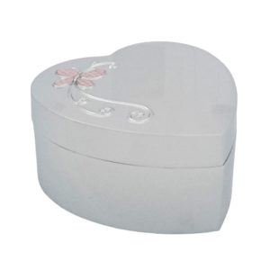 Forkromet smykkeskrin m. musik og sommerfugl