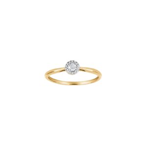 14kt. guldring lille roset m/dia. 0.105ct W/SI