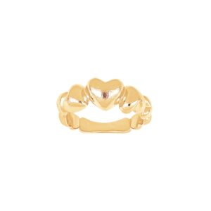 Sølv forgyldt hjerte ring Str.56