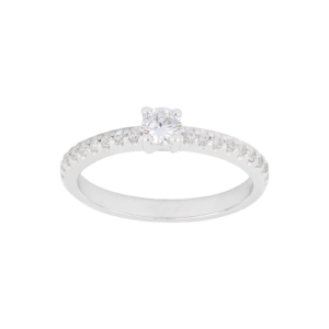 Rhod. sølvring med CZ Str.56